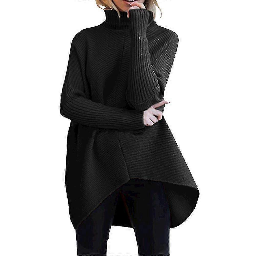 Frauen Gestrickte High Neck Casual Pullover Bluse S-3xl