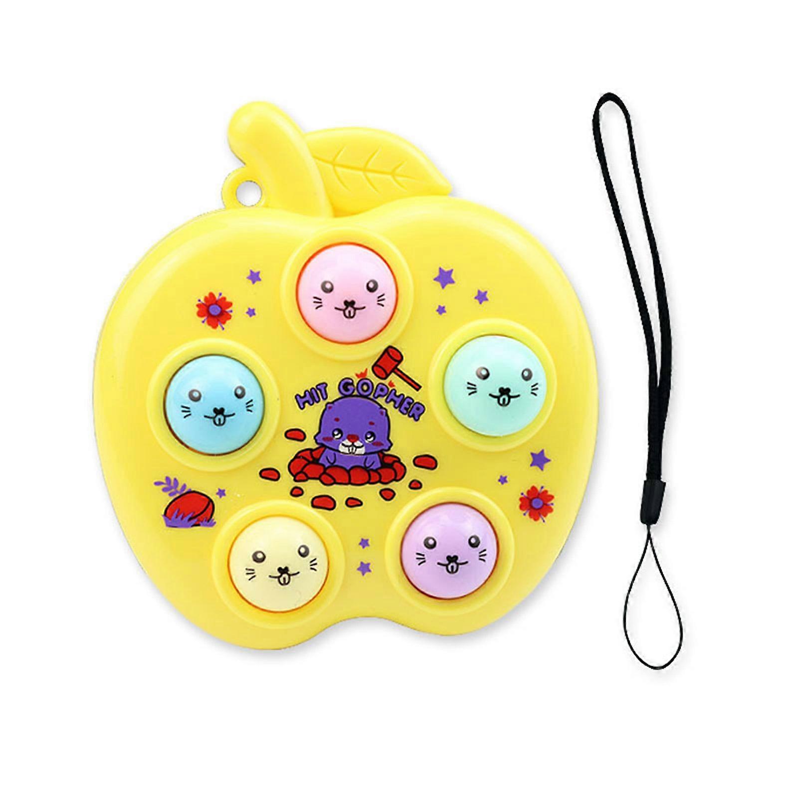 Decompression Hammering Pounding Toy Handhold Whack-a-mole Decompression Keychain for Adult Hand-eye Coordination Toy Yellow