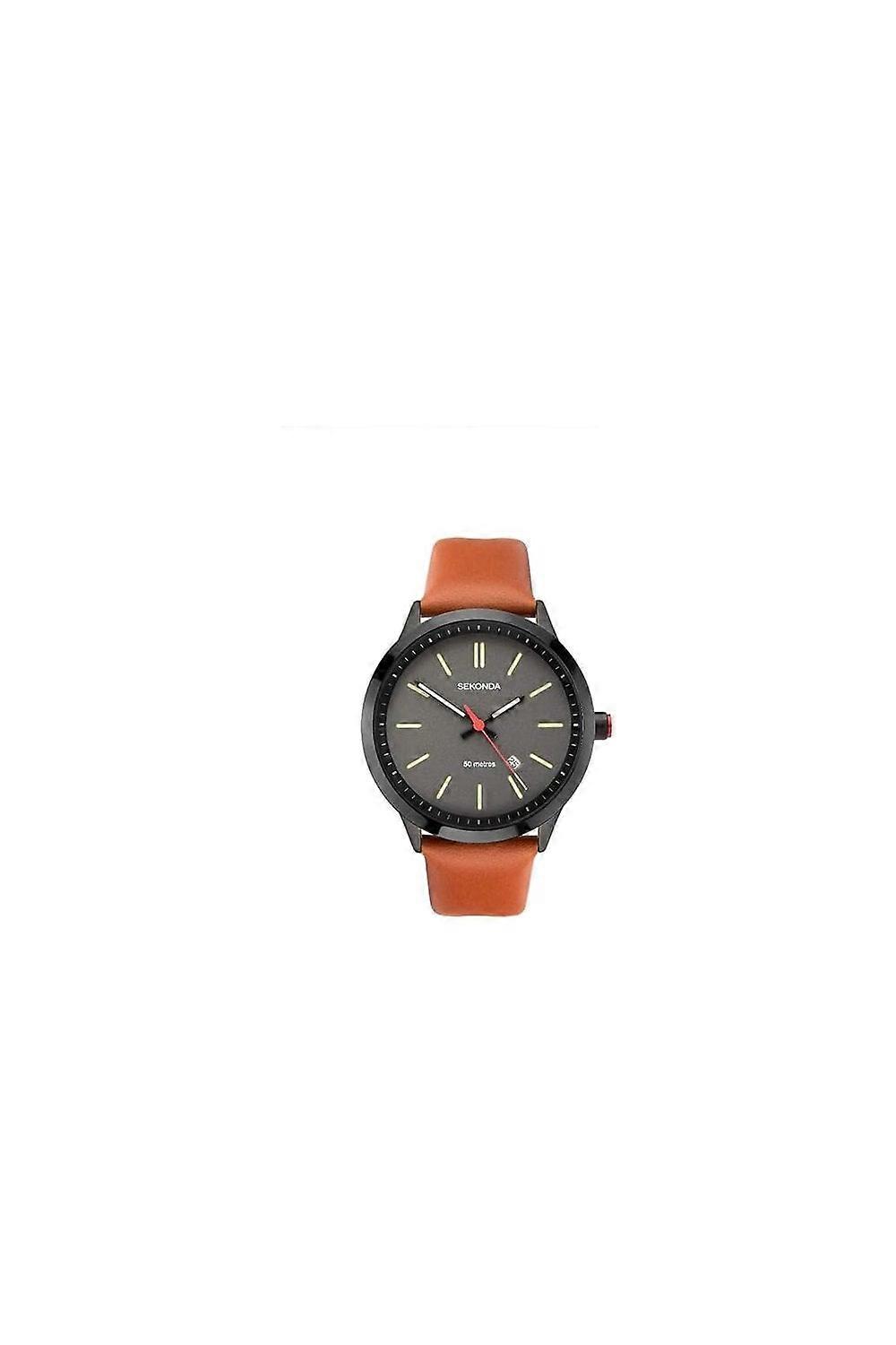 Men's Sekonda Gents Leather Strap Date 42mm 5ATM Watch 1828