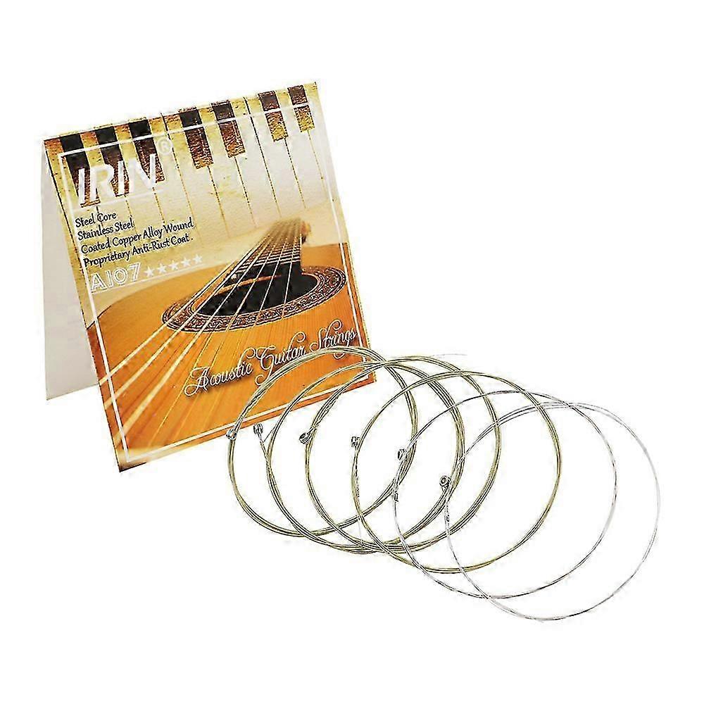 Acoustic Folk Guitar Strings Replacement Full Set 6pcs(.011-.052) Steel Core Copper Alloy Wound With End Ball Medium Tension