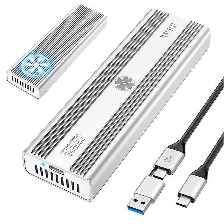 IDISKK 40Gbps M.2 Nvme SSD Enclosure USB-C External SSD Case with Built-In Fan, Read Speed: 3000MB / s (1TB Memory)
