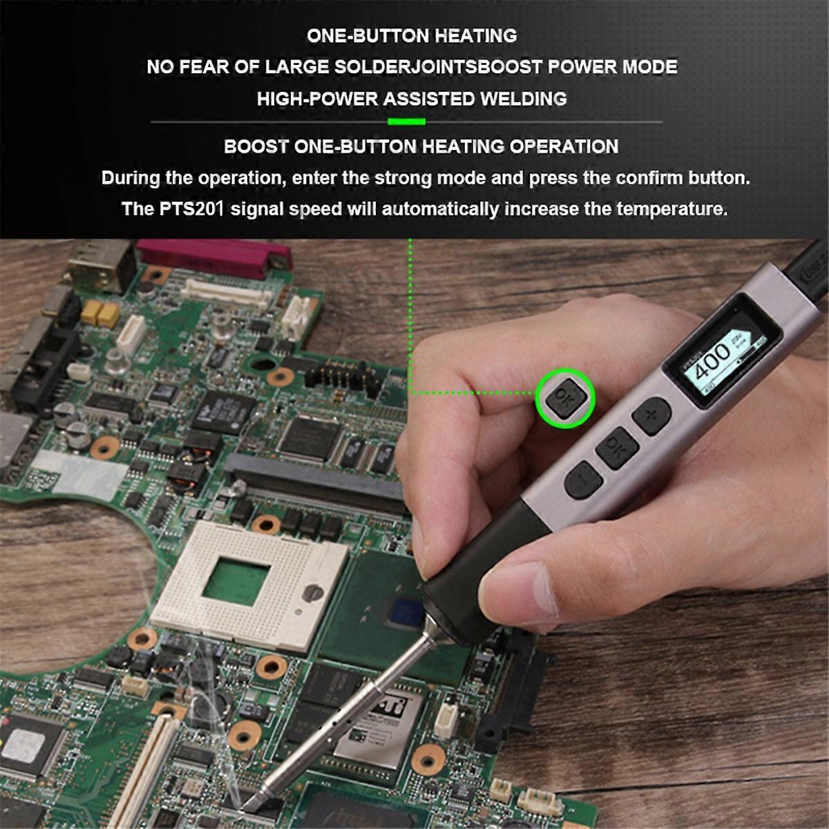 PTS201 PD 100W Smart Soldering Iron Portable Solder Station PID Temperature Control for Electronic