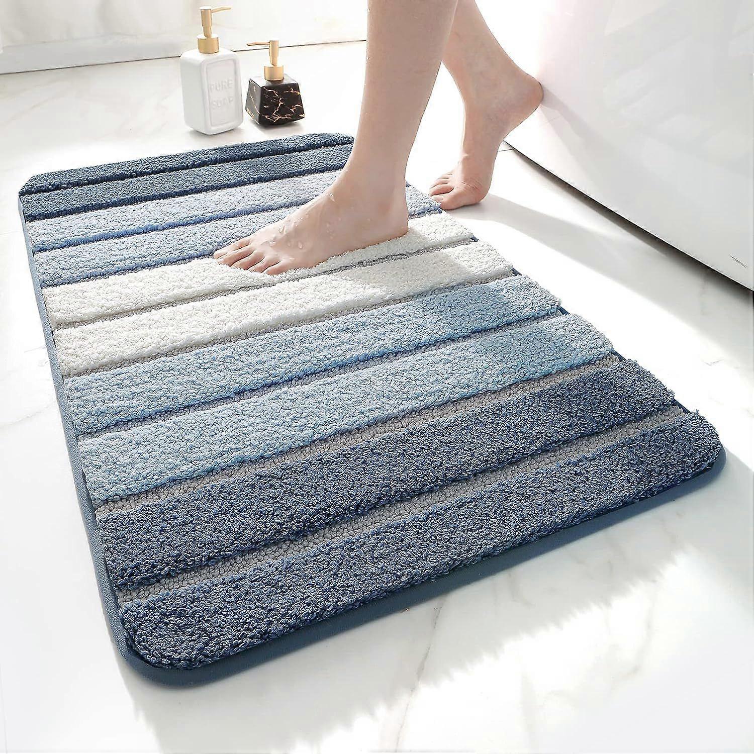 40 x 60 cm, Blue Non-Slip Bath Mat, Extra Soft Bath Mat, Machine Washable, Absorbent