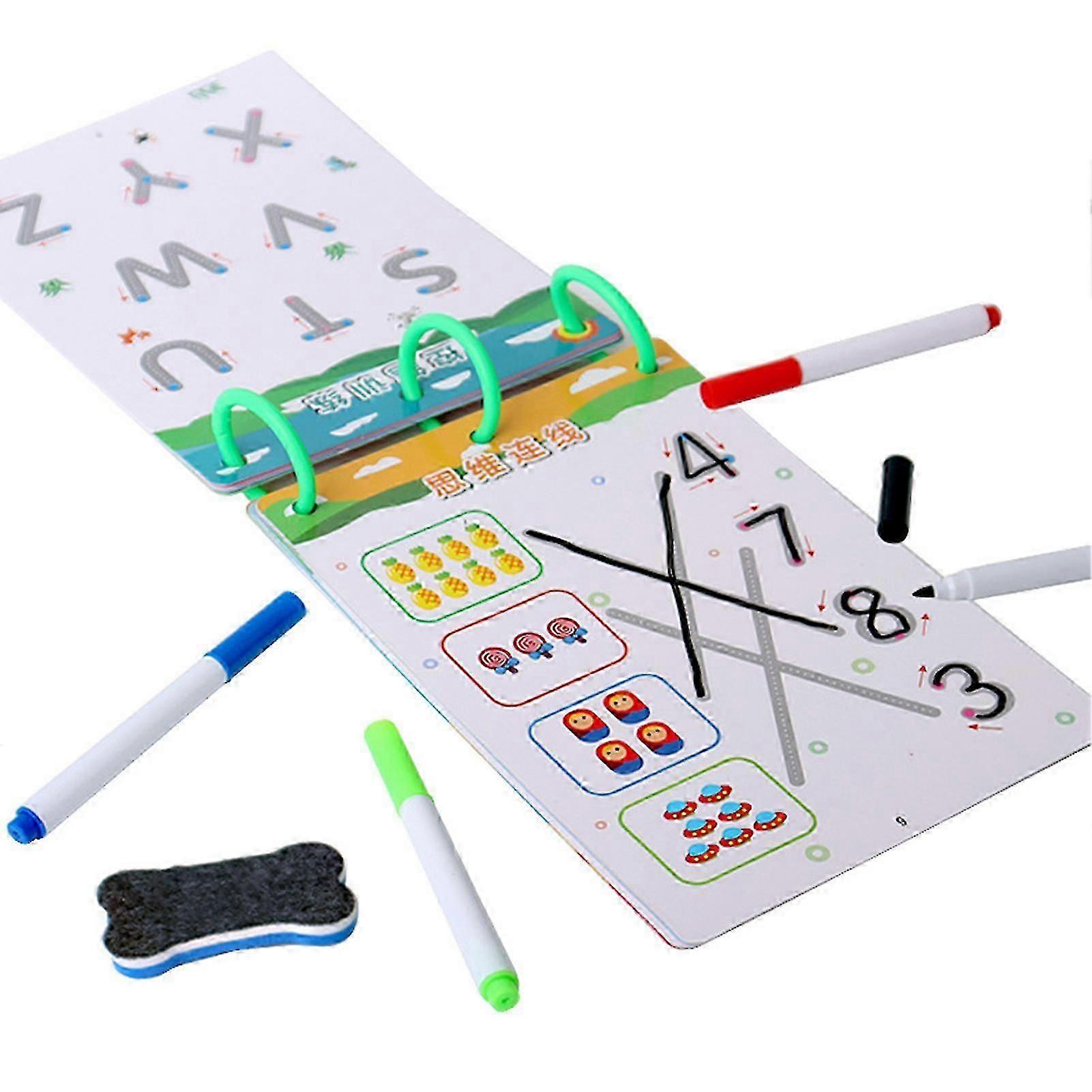 Tracing Workbook Set With Pen Reusable Art/letters Writing Practice Pages Books