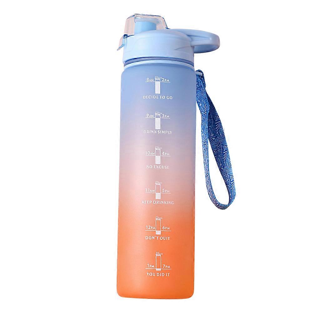 1000ml Sports Water Bottle with Time Marker Outdoor Gym Travel Portable Leakproof Drinkware Gradient Drinking Cups