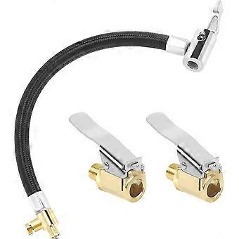 Tubo de Enchimento de Válvula Schrader Mangueira de Extensão de Bomba de Bicicleta Cord20cm, Tubo de Borracha de Fio Macho Inflador de Pneu Mangueira de Ar de Pneu, e 2 PCS Adaptador de Válvula de Pneu de Carro