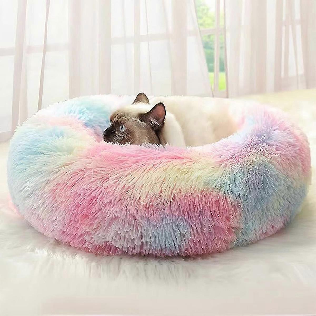 Calming Pet Bed For Small To Large Breeds, Anti-Anxiety Orthopedic Support With Raised Edges, Portable Round Bed, Soft Plush, Hand Or Machine