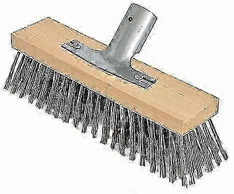 Scopa a setole in acciaio, 30 Cm con supporto per manico in metallo - 28 Cm - Testa scopa a spazzola - Corpo in legno di faggio di alta qualità