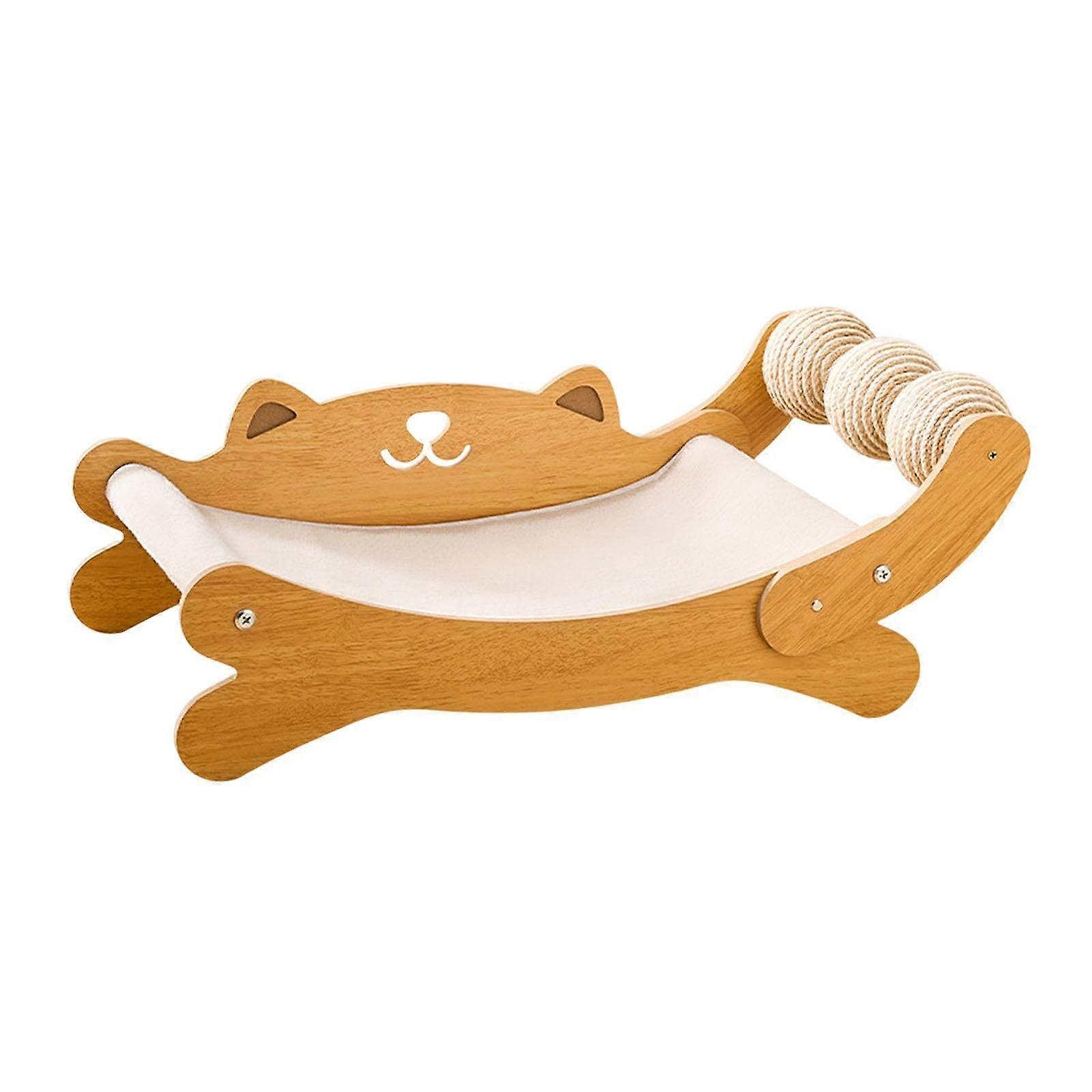 Sisal Cat Scratcher Bed Wooden Frame Scratch Post for Napping Resting Sleeping with sisal ball