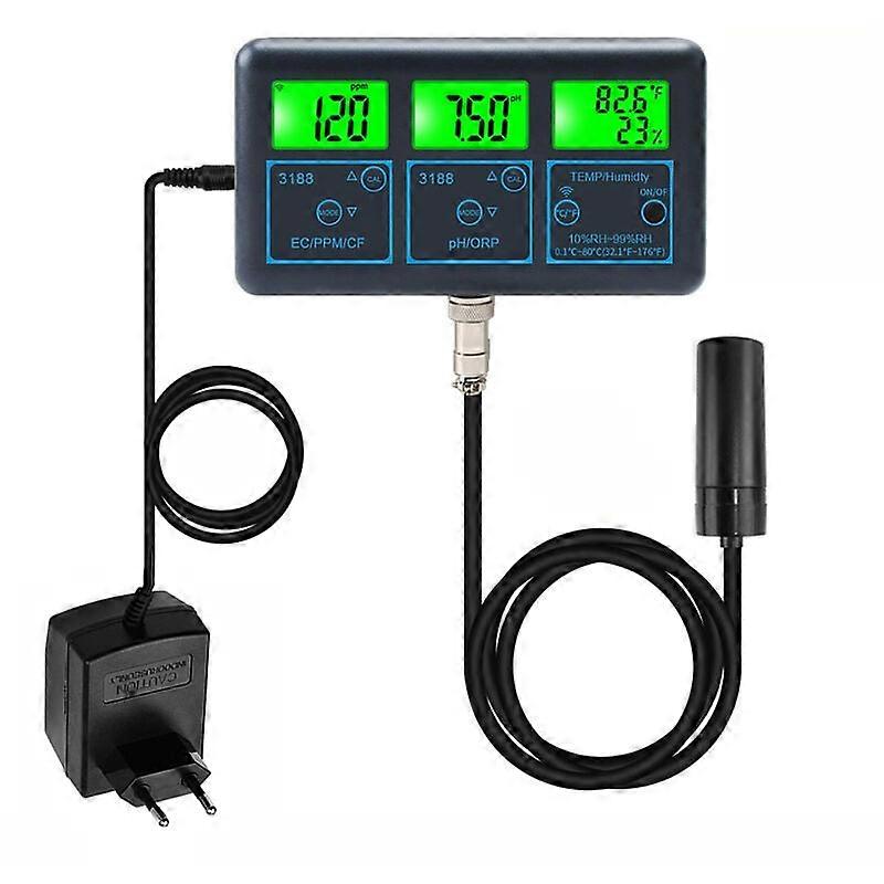 Inteligentny tester jakości wody 7 w 1 do hydroponiki akwariowej, monitorowanie w czasie rzeczywistym pH, orp, ec, ppm, cf, wilgotności i temperatury przez Wi-Fi