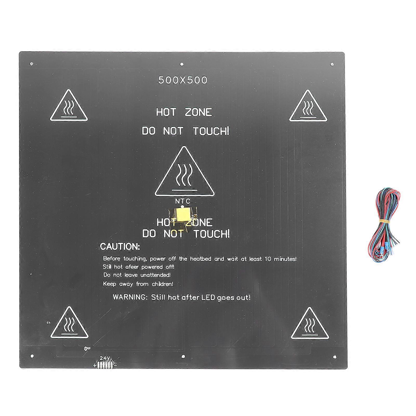 מדפסת תלת מימד מיטה מחוממת 24V 350W סגסוגת אלומיניום בהספק גבוה 500x500mm פלטפורמת חממה למדפסת תלת מימד