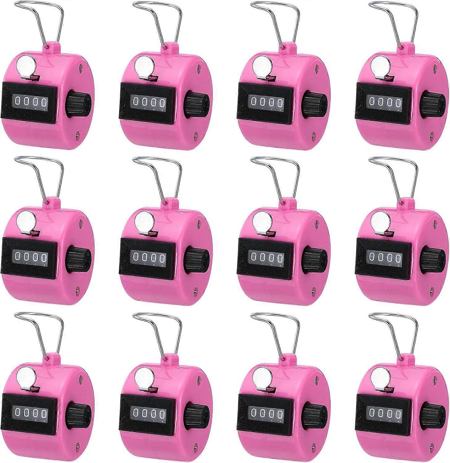 Counter, Counting Counter, 4 Digit Hand Counter, Handheld Plastic Small Gym Counter (Pink)