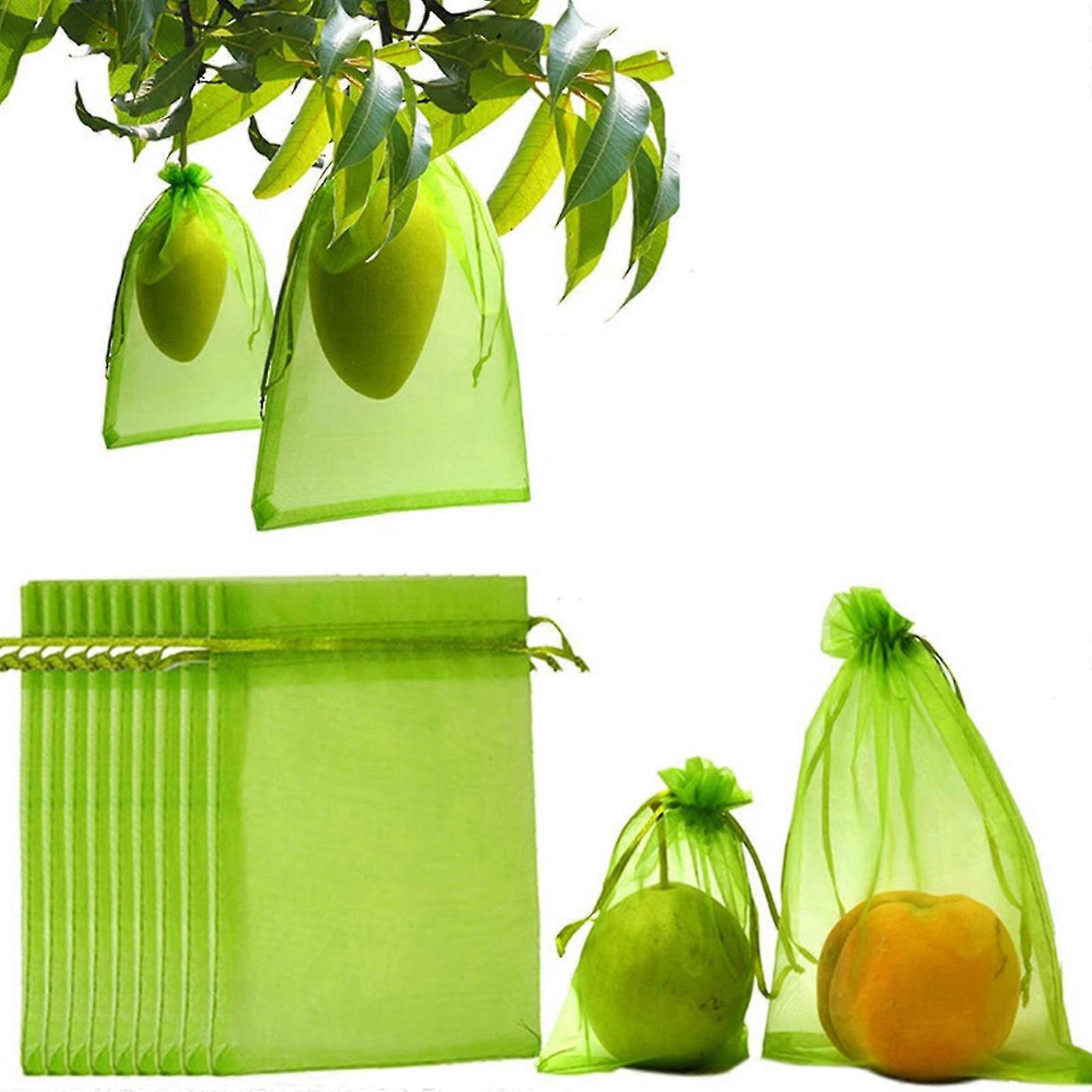 50x Drawstring Mesh Bags for Fruit & Plant Protection, Garden Net Covers with Durable Design