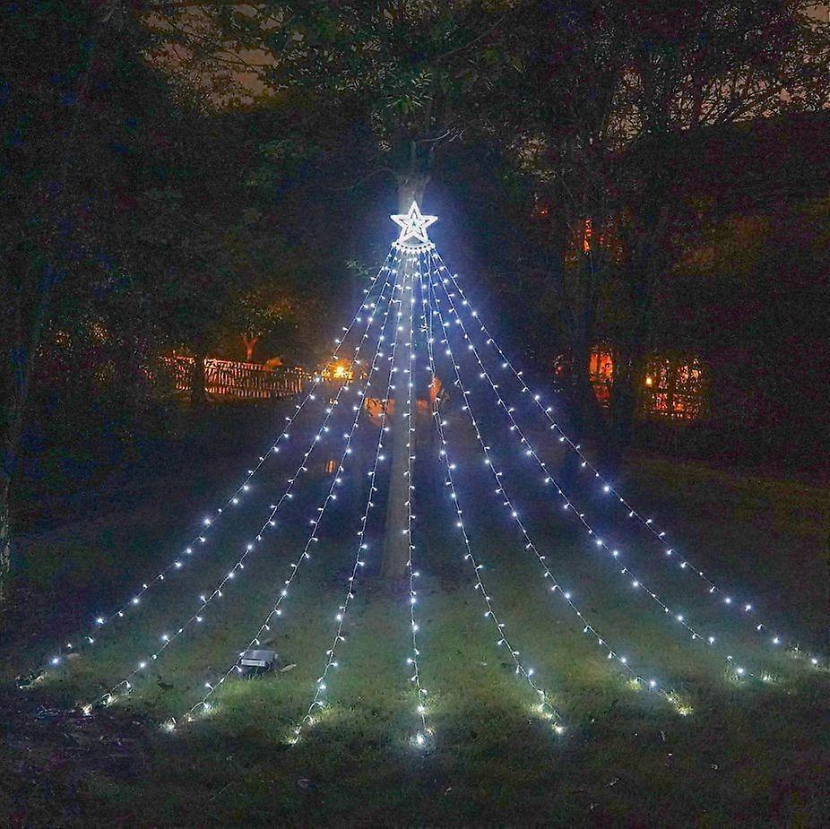 Outdoor LED Waterfall Rain Fairy Star String Lights Waterproof 350 LED Christmas Tree Topper Lights Garden Christmas Decoration