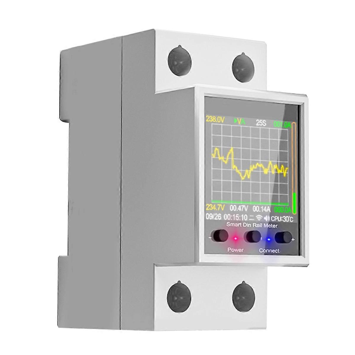 GR2P 100A Smart Electricity Meter Tuya WiFi Din Rail Power Energy Meter Digital Display Monitor Voltage Curve Ammeter