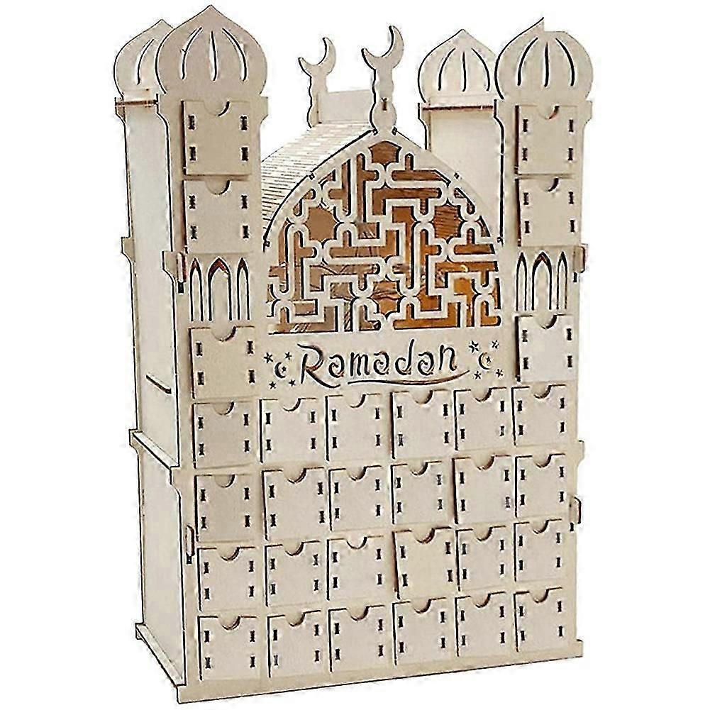 تقويم رمضان ، تقويم خشبي قابل لإعادة الاستخدام مع 30 درجا ، زينة عيد مبارك ، كاليندا رمضان
