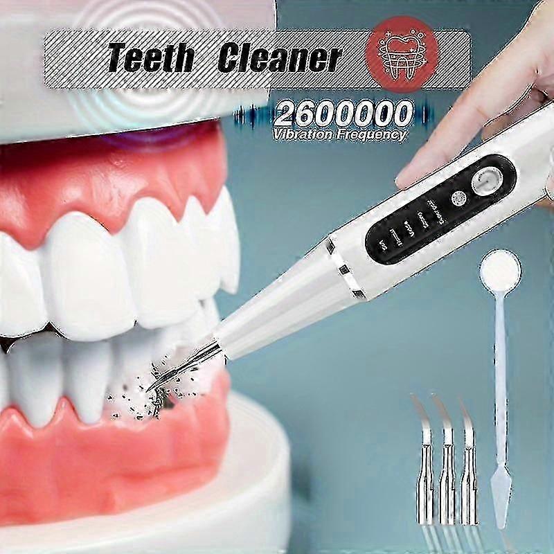 Détartrant dentaire 1 pièce avec éclairage LEDJUSQU’à 2 600 000 cycles de nettoyage dentaireKit de nettoyage dentaire rechargeable4 têtes remplaçables avec Oral Mir