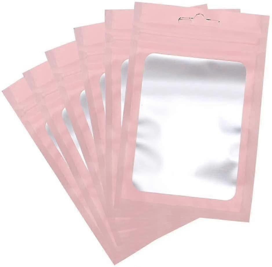100 Pcs Foil Pouch Bag Resealable Mylar Ziplock With Clear Window(9 X 12cm)