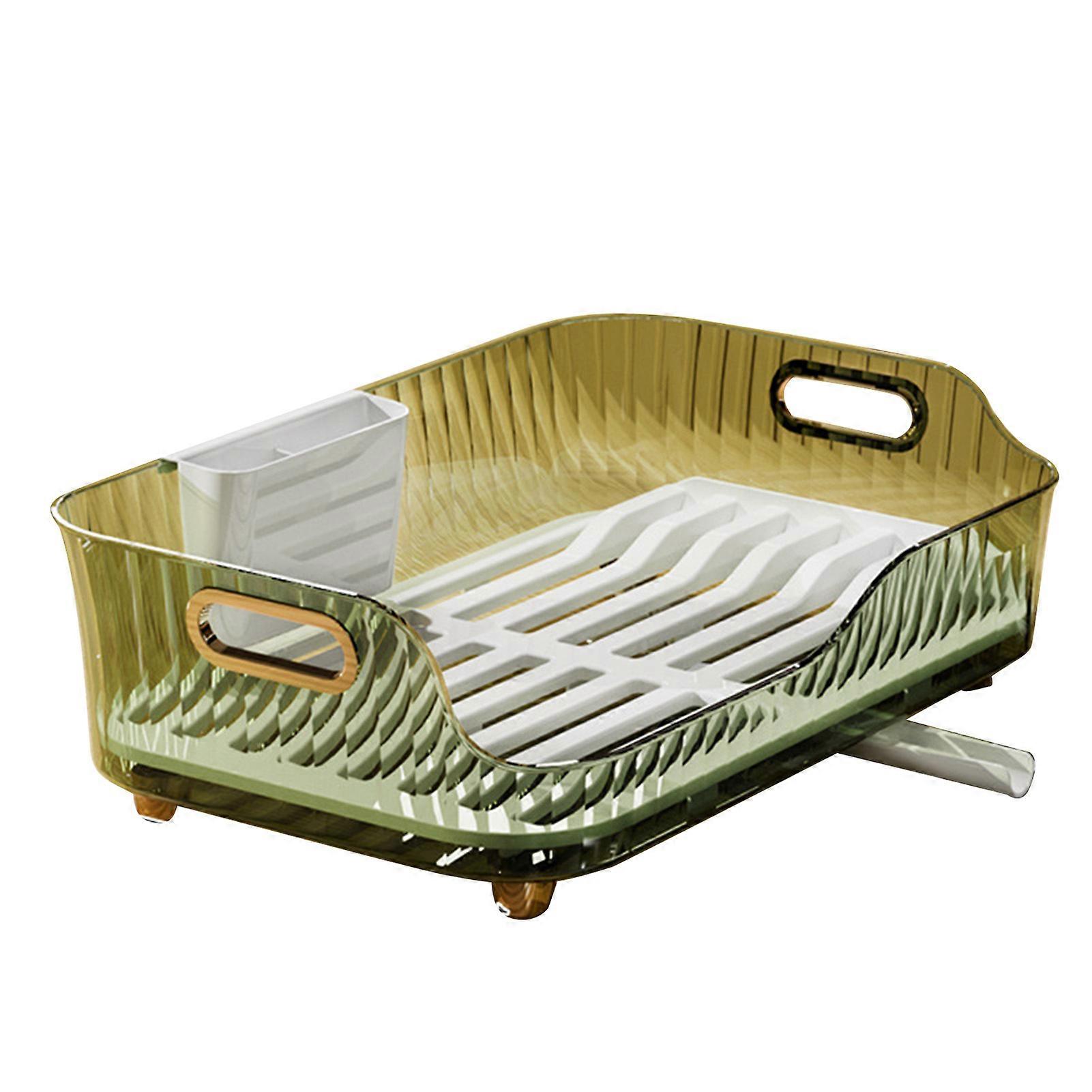 Dish Drying Rack,Plastic Visualize Diversion Effluent Dish Diversion Rack for Chopsticks Bowl Plate Spoon(Translucent Green)