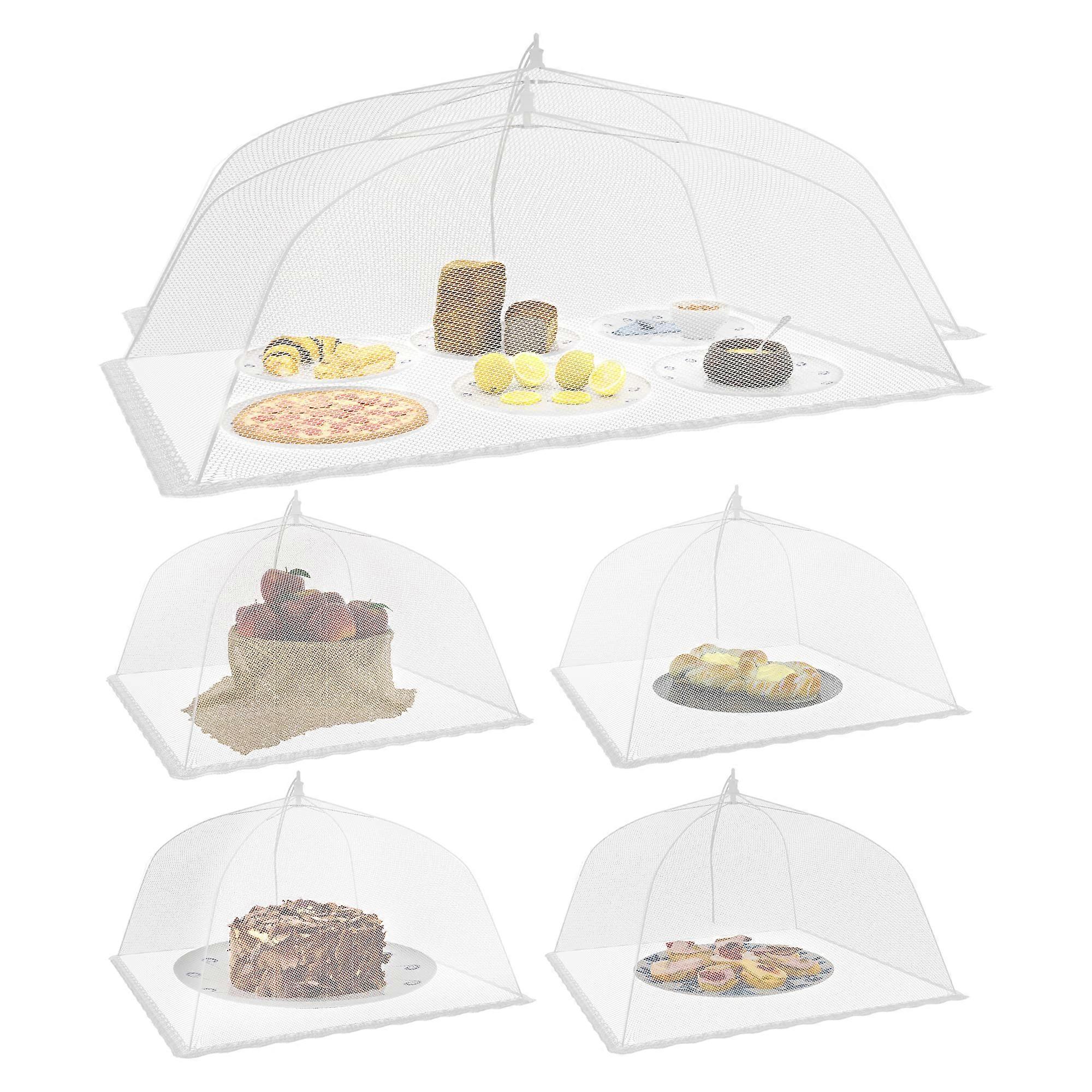 6 Pack Mesh Food Covers - Reusable Collapsible Pop Up Tents for Outdoor Glamping - 2 Jumbo (39x24) & 4 Large (17x17)