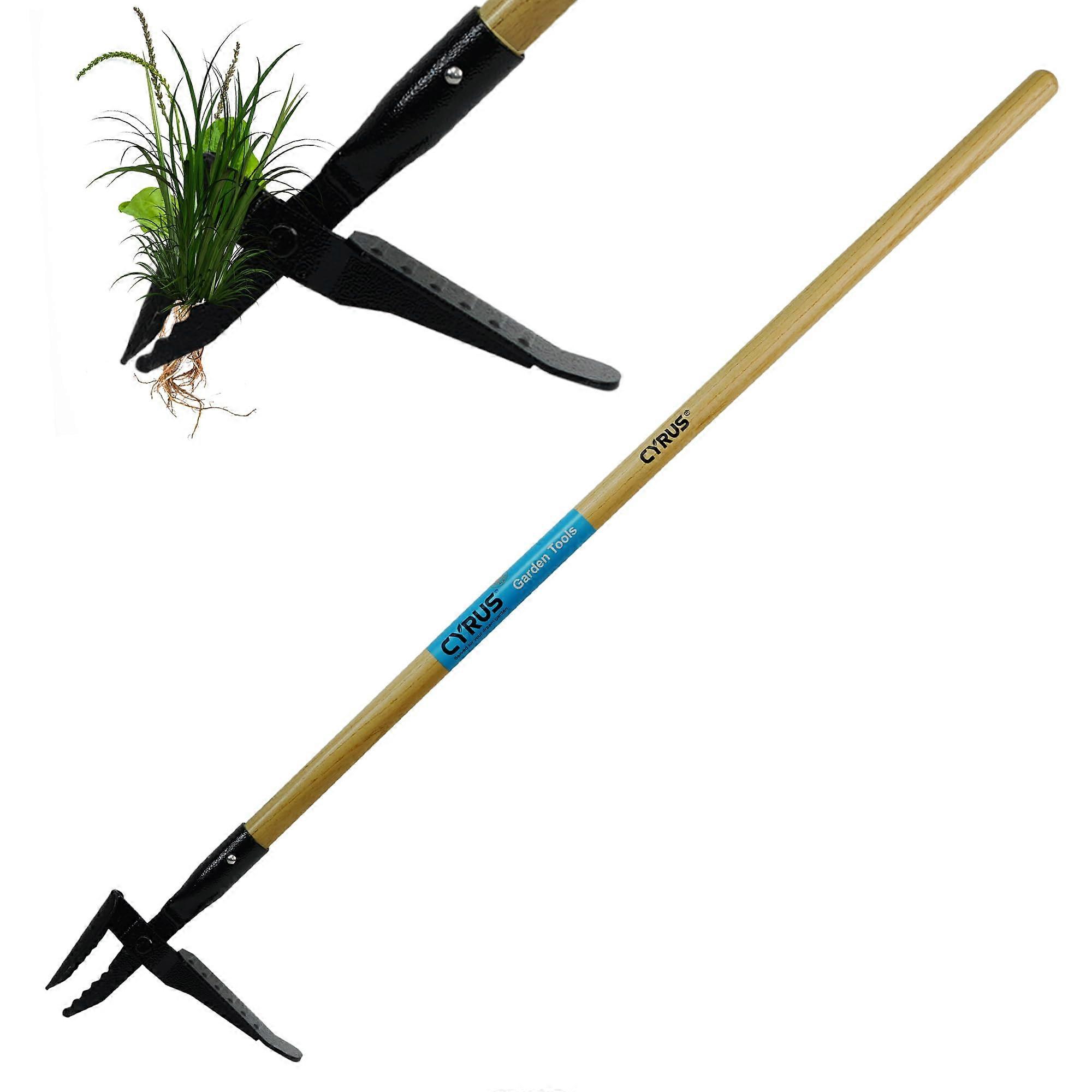 39-Inch Carbon Steel Weed Puller Tool with Ergonomic Ash Wood Handle for Easy Garden Weed Removal