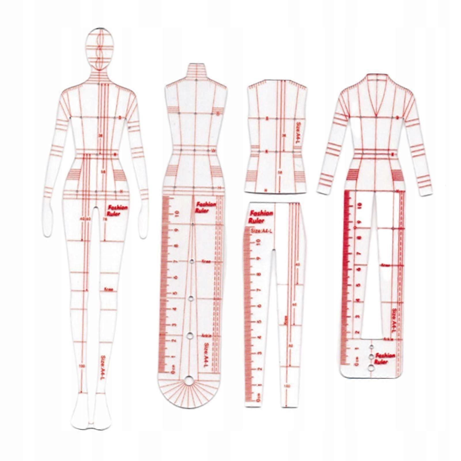 4 Models Clothing Design Style Drawing Template Ruler Model Ruler