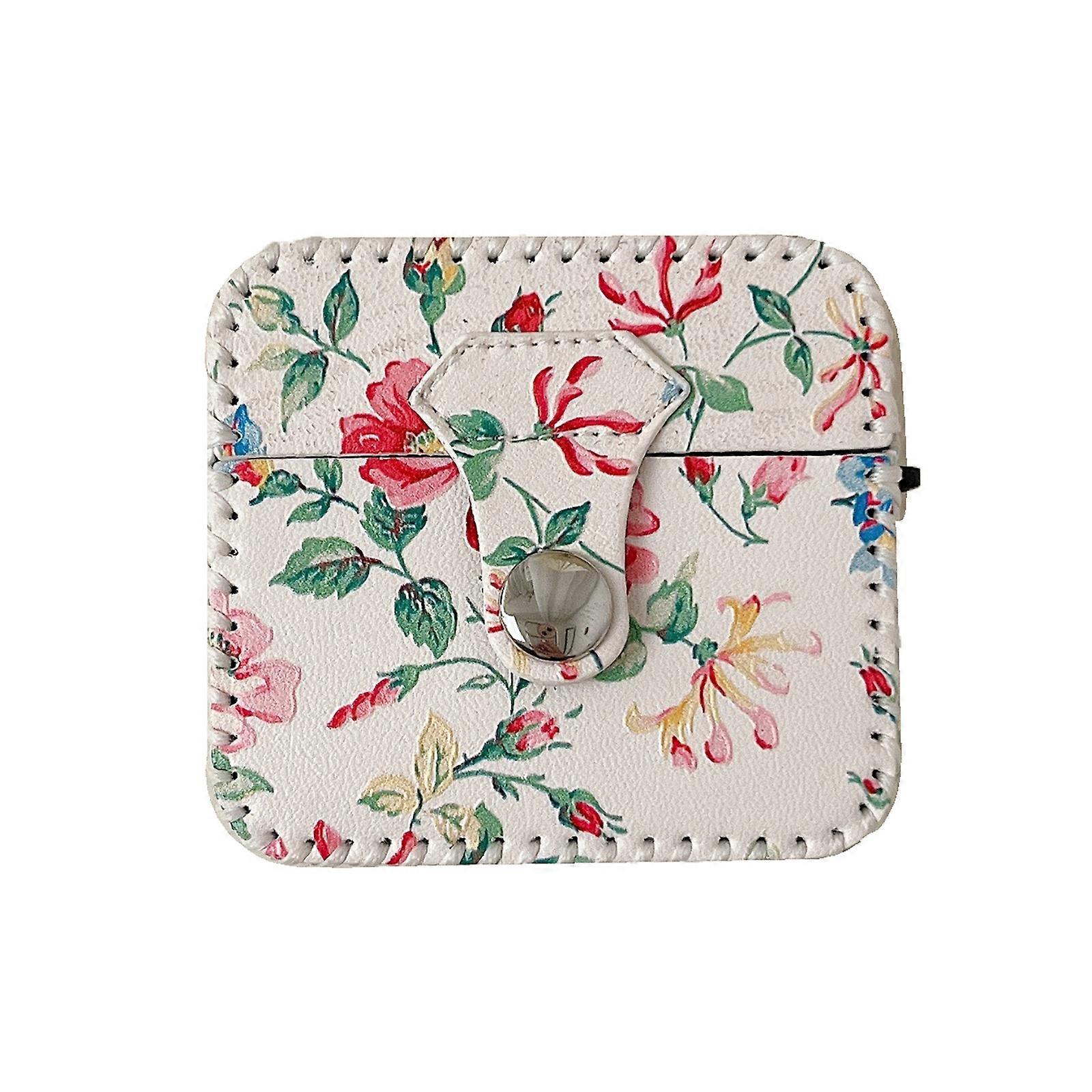 For AirPods 3 White Floral PU Leather Wireless Earphone Case