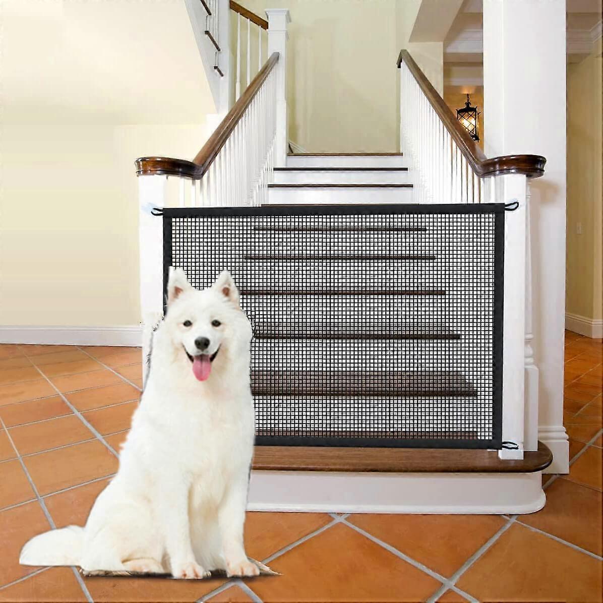 Baby Gate for Stairs No Drill - 43.3" W x 28.3" H Retractable Mesh Pet Gate for Doorways and Stairs, Portable Dog Barrier