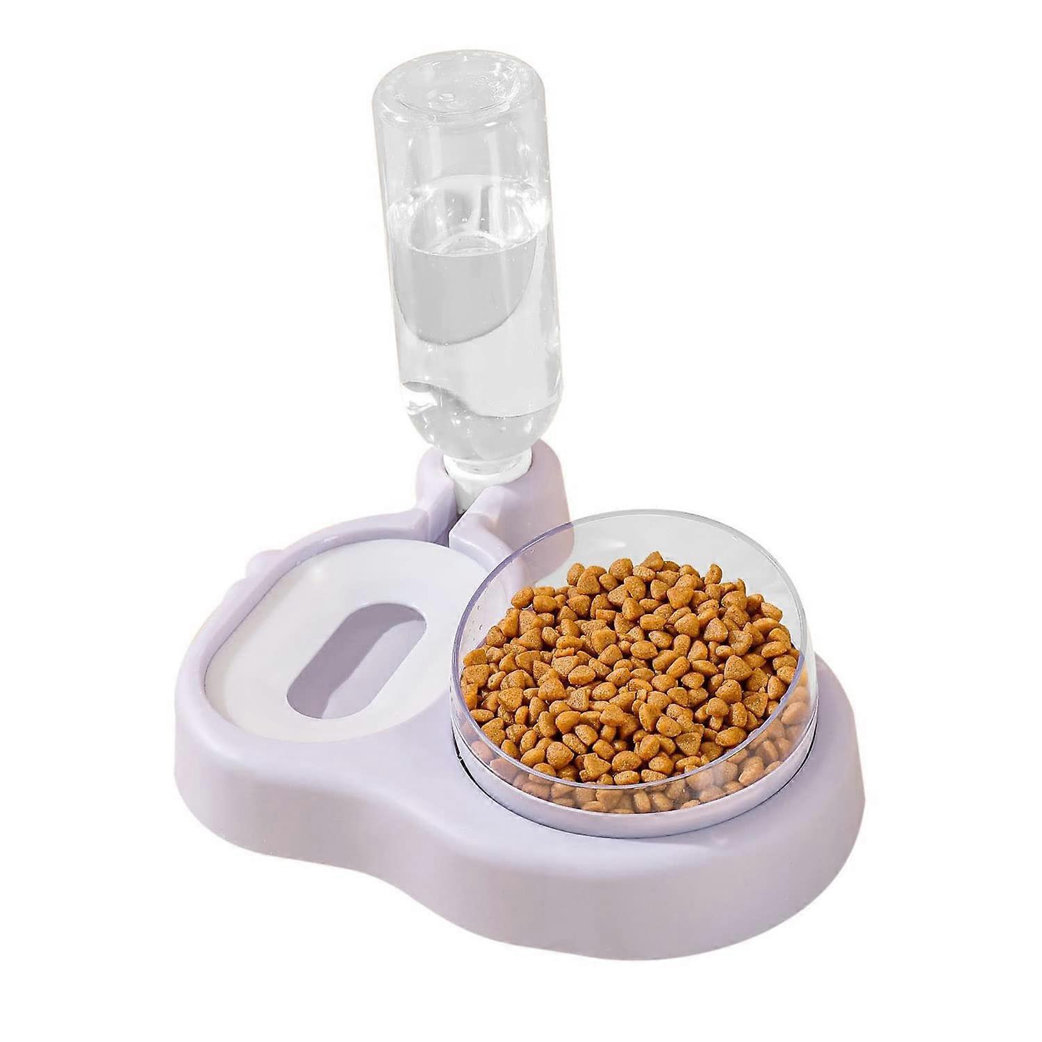 2-in-1 Dog Cat Bowls, 15 Degree Tilted Raised Bowl Set With Water Dispenser, Detachable Cat Dish, For Small/Medium Pets