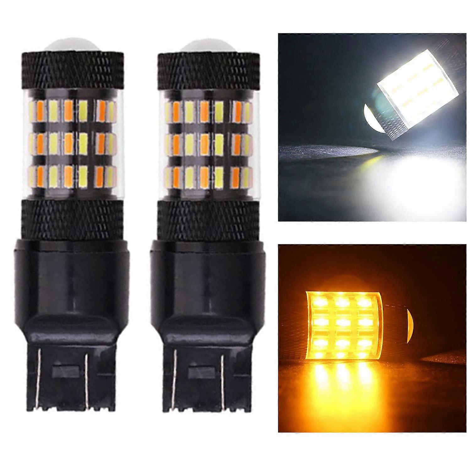 7443 7444 LED Turn Signal Bulb Pack of 2, Dual Function White Yellow Switchback, Super Bright 4014 SMD, High Compatibility