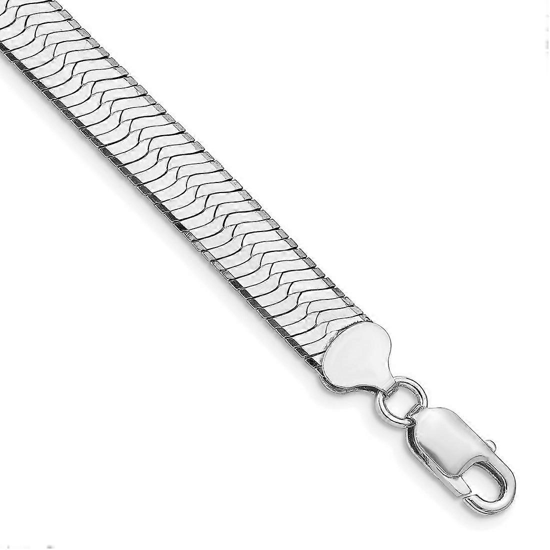 925スターリングシルバーロジウムメッキ8.75mmマジックヘリンボーンチェーンブレスレットリンク-女性と男性のためのブレスレット-長さ:7トン