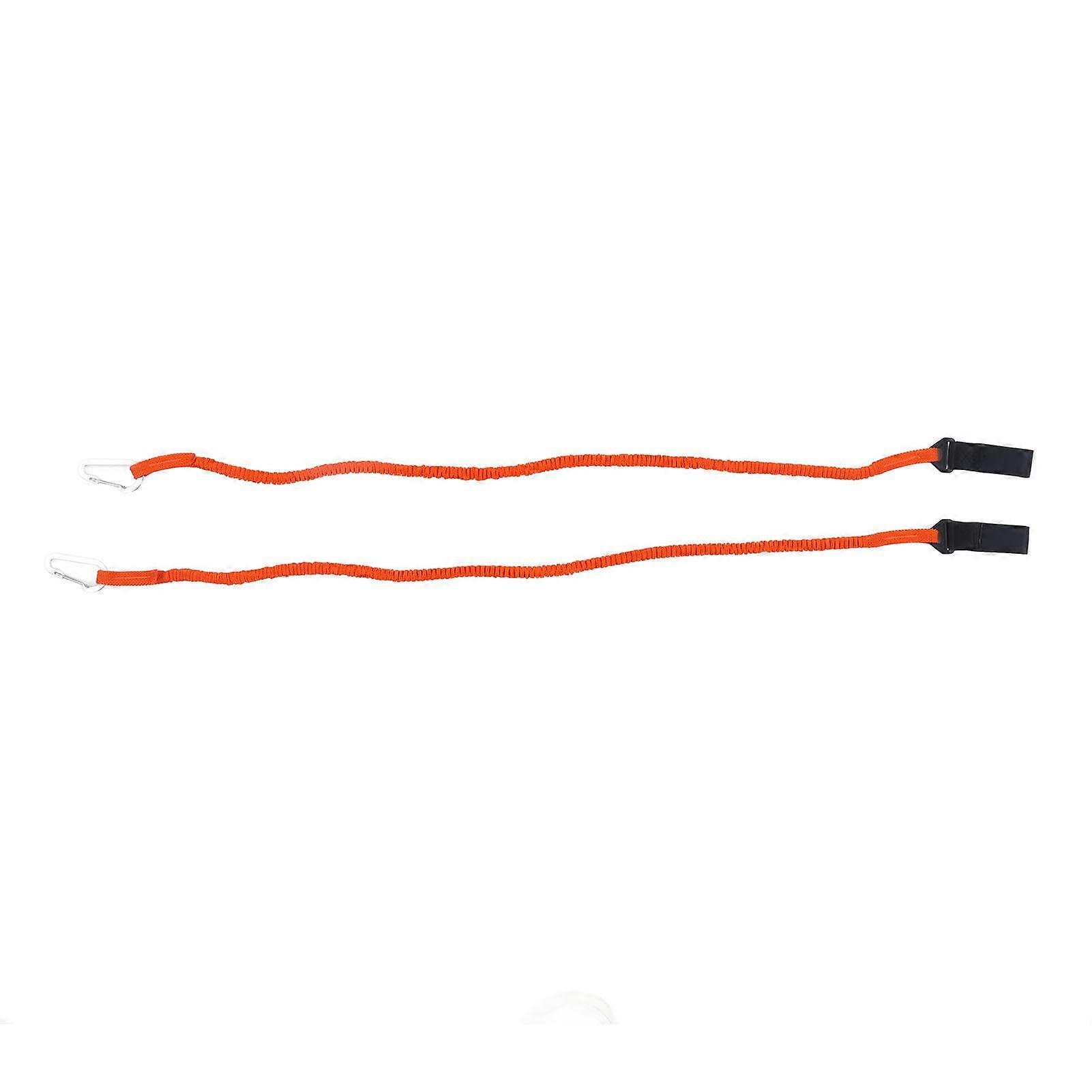 2pcs Kayak Paddle Leashes Stretchable Safety Canoe Paddle Leash with Belt Buckle and Hook Durable Kayak Accessories Orange