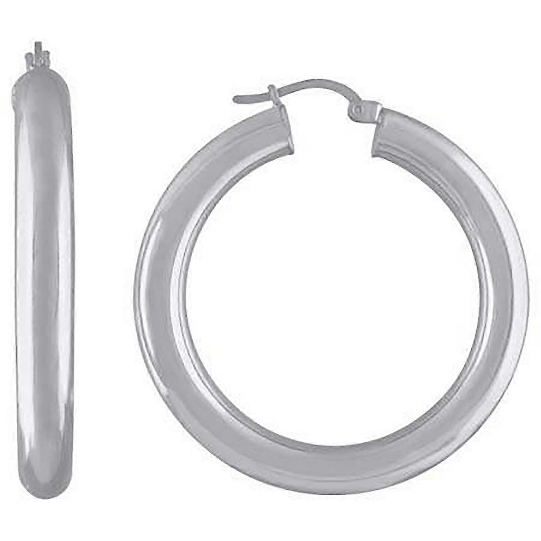 925スターリングシルバーレディースクラシックフープイヤリング40 x 5mm-女性用フープイヤリング - 5.2グラム