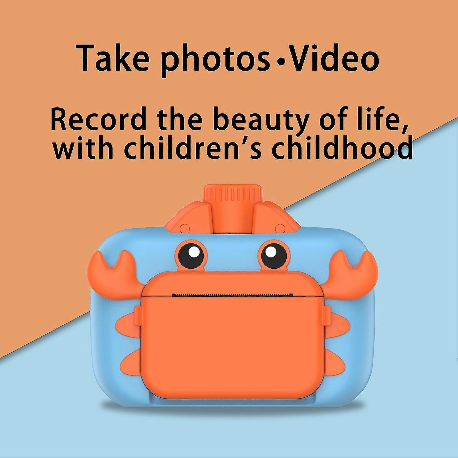 Kids Instant Print Camera with Dual Lenses: 36MP, Ink-Free Printing, Rotatable Lens