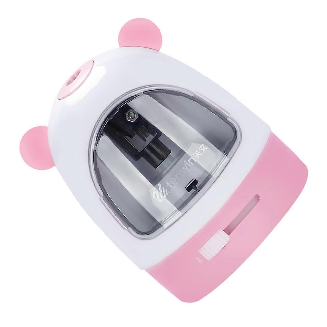 Electric Pencil Sharpener for Eye Liner Pencils, Handheld Vertical Design, Automatic Pink Battery-Powered Plastic Sharpener