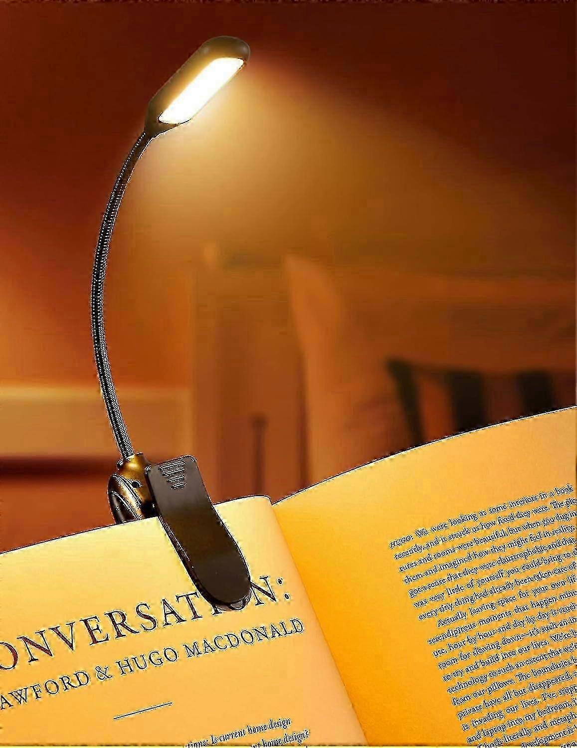 Book Light, 14 Led Dimmable Reading Light Clip On Book, Long Life Battery, Rechargeable Clip On Reading Light With 3 Brightness Modes For Reading, Bed