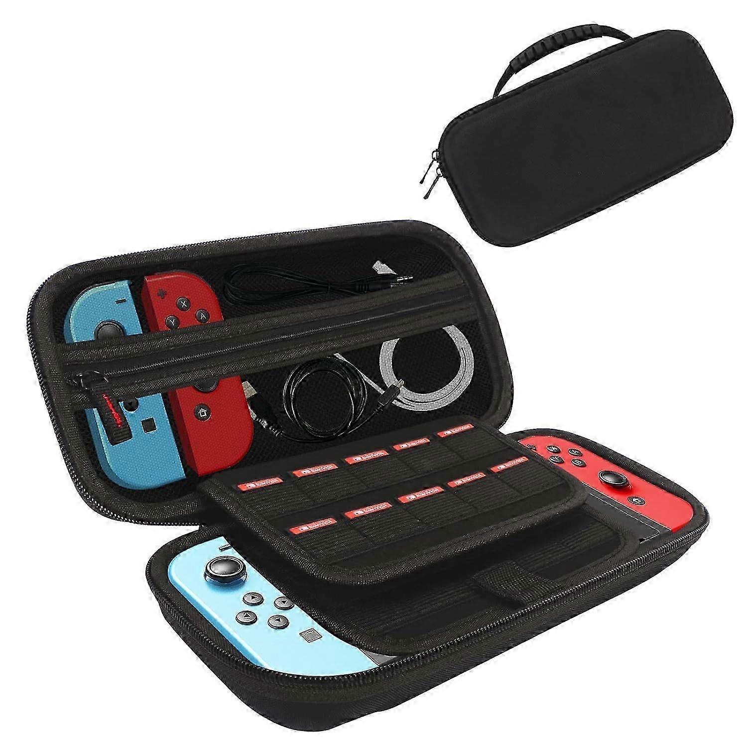 Carrying Case - Portable Hard Shell Travel Carrying Case Pouch Bag with 20 Game Card Slots Zippered Pocket for Nintendo Switch Console & Accessor