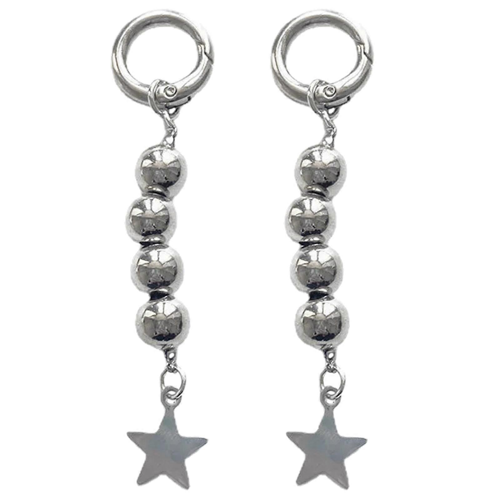 Set of 2 Keychains Round Bead Key Chain Bag Charm Five-Pointed Star Phone Pendant Stylish Beaded Keyrings Decorations