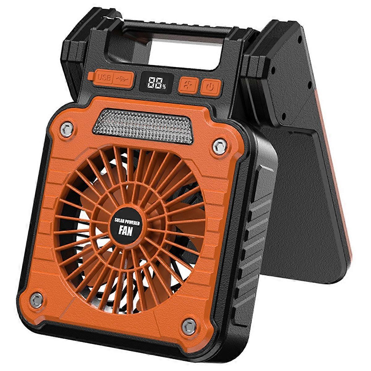 Solar 20000mAh Electric Fan with Led Lights for Tents,Car Camping Hooks and Usb&Solar Charging for
