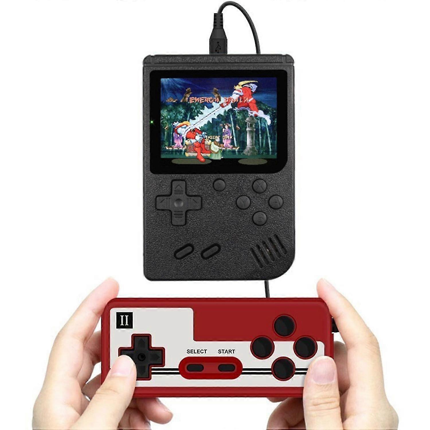 Blue Handheld Retro Game Console with Rechargeable Battery and TV Support - 400 Games