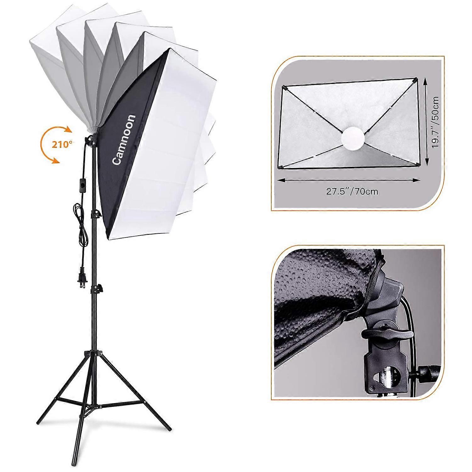 Camnoon Studio Photography Light kit Softbox Lighting Set with 85W 3000K-6000K Bi-color Temperature LED Light * 1 + 50x70cm Softbox * 1 + 2M Light St