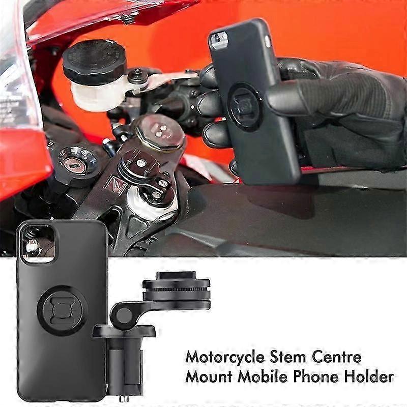 Motorcycle Stem Centre Mount Mobile Phone Holder Bracket for Various Brands, Shockproof Connect Base for GPS Navigation and Compatible with 