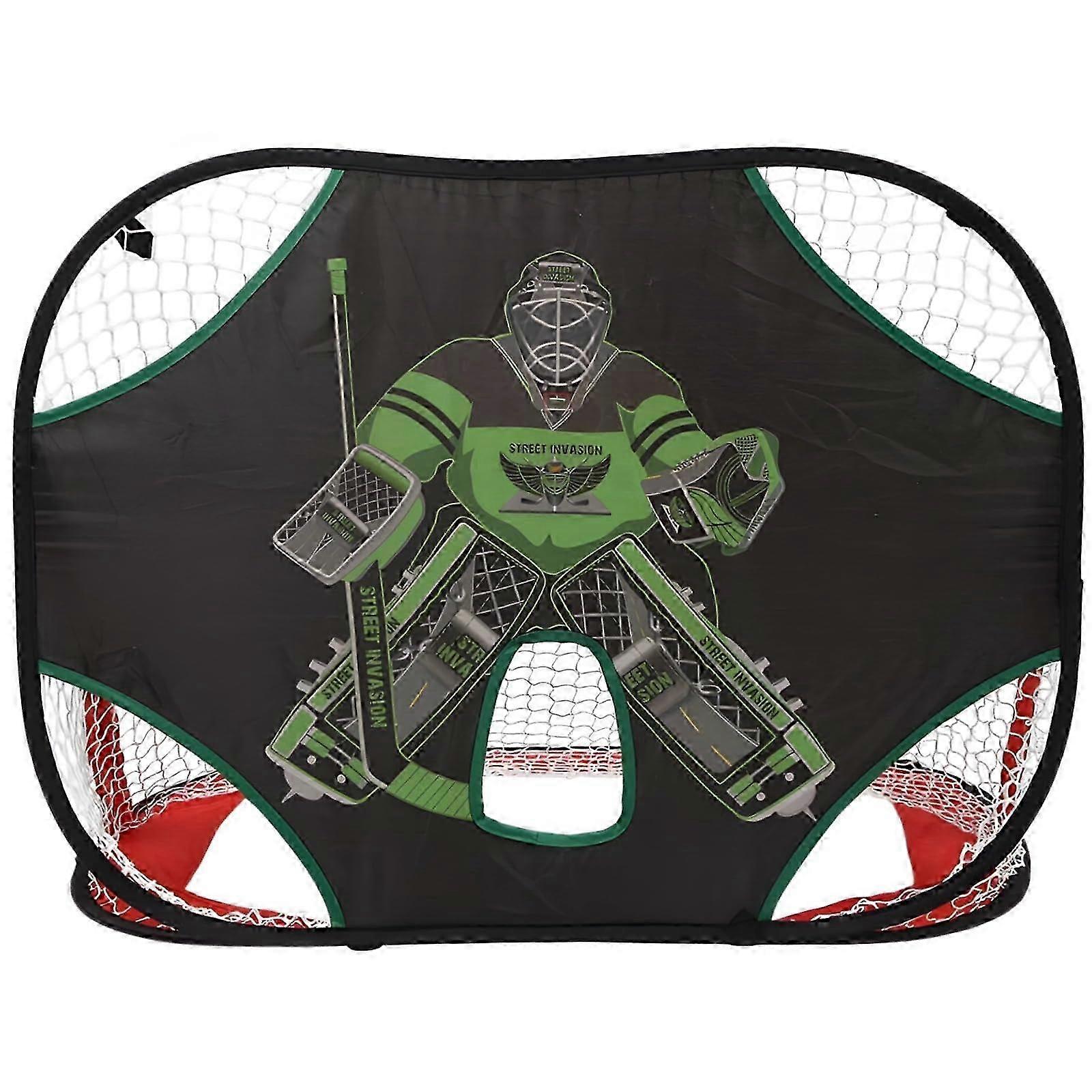 Hockey Goal Shooting Target Featuring Goalie Graphic, 35.4 X 23.6 X 23.6 Inch Net, Durable Oxford Fabric Ideal for Youth and Adult Hockey Tr