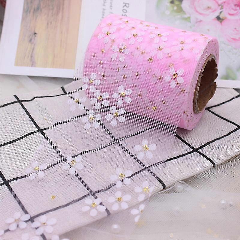 1 Roll Small Flower Tulle Daisy Ribbon Roll DIY Handcraft Hair Accessories Baking Mesh Supplies