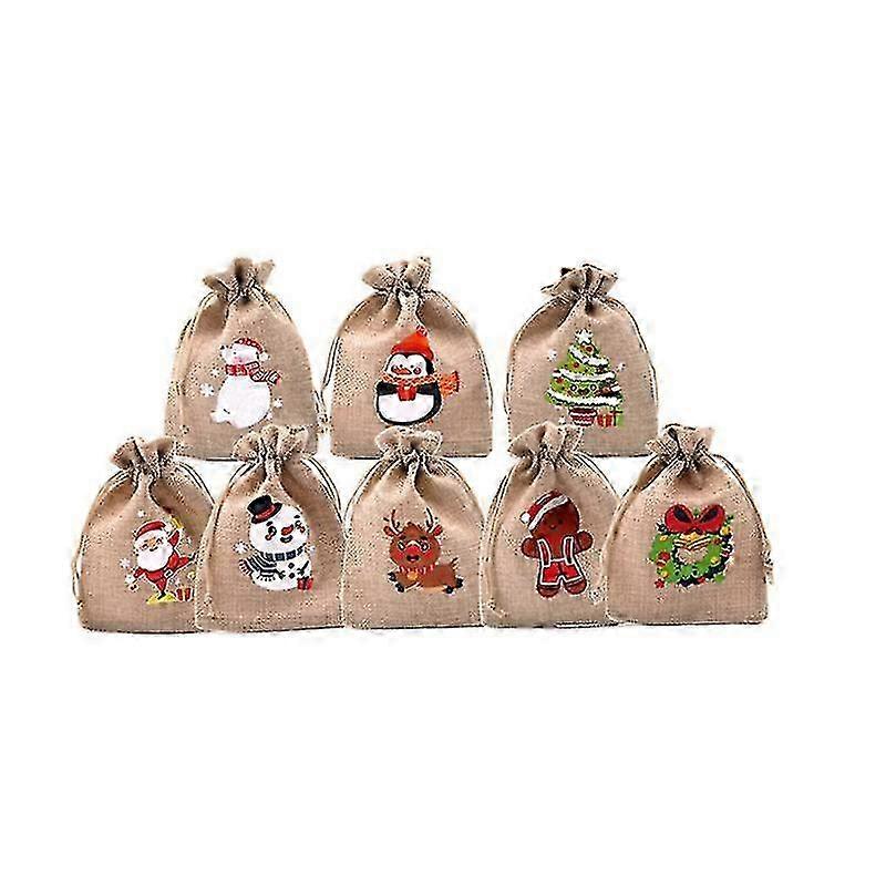 22pcs 10x14cm Christmas Jute Burlap Candy Bags with Drawstring