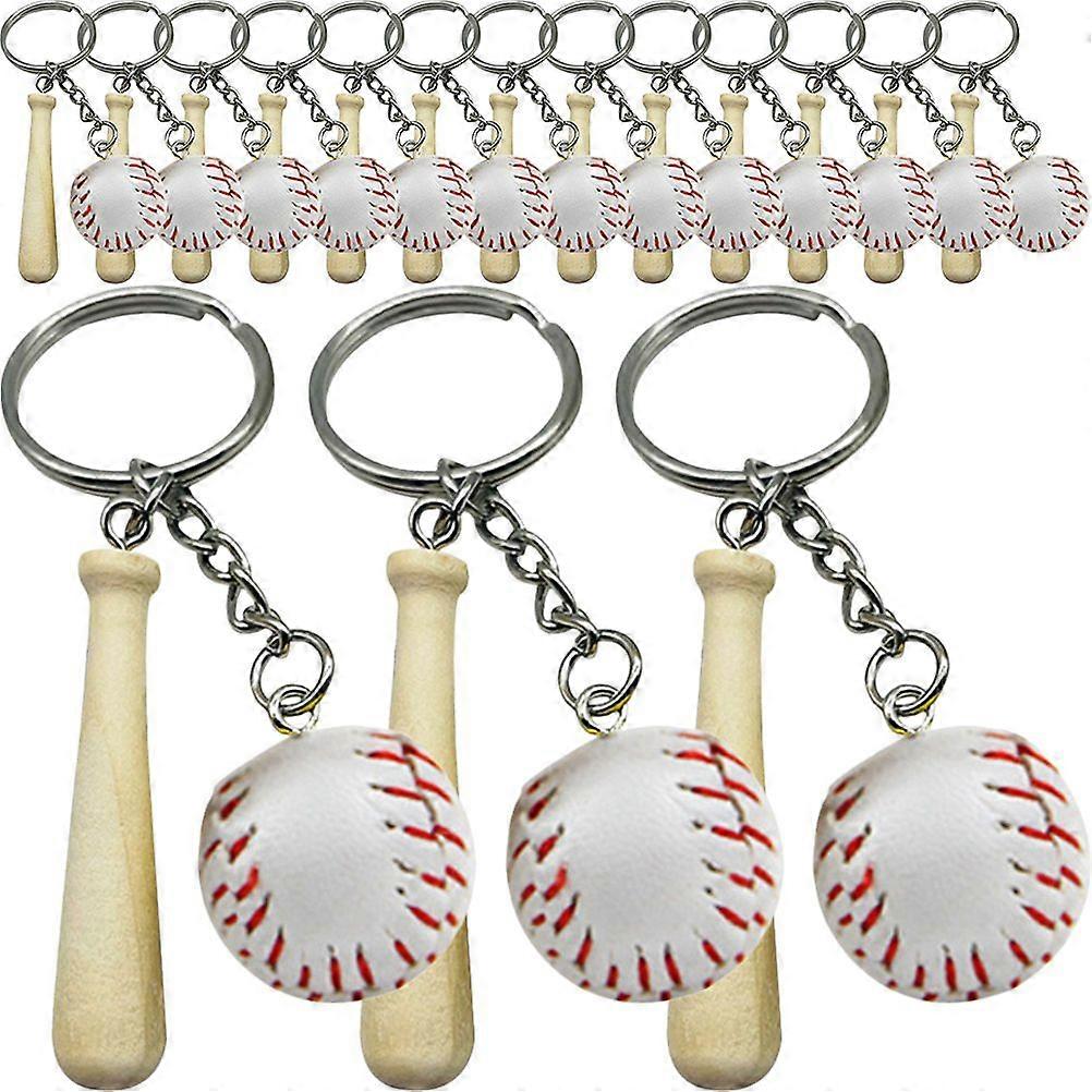 16pcs Baseball Keychains Bag Key Rings Purse Decoration Backpack Key Pendants