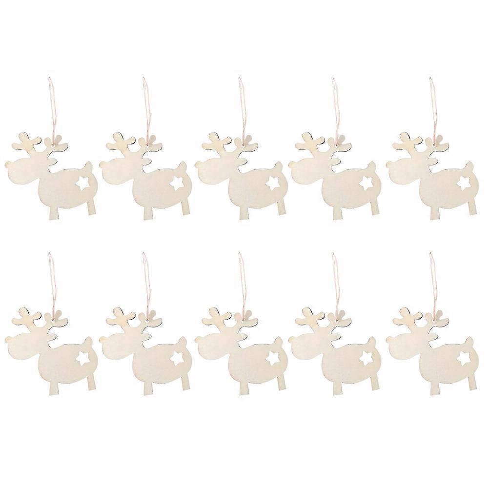 10Pcs Wooden Elk Hanging Pendants For Nursery Decor In Beige Color With Fun Design
