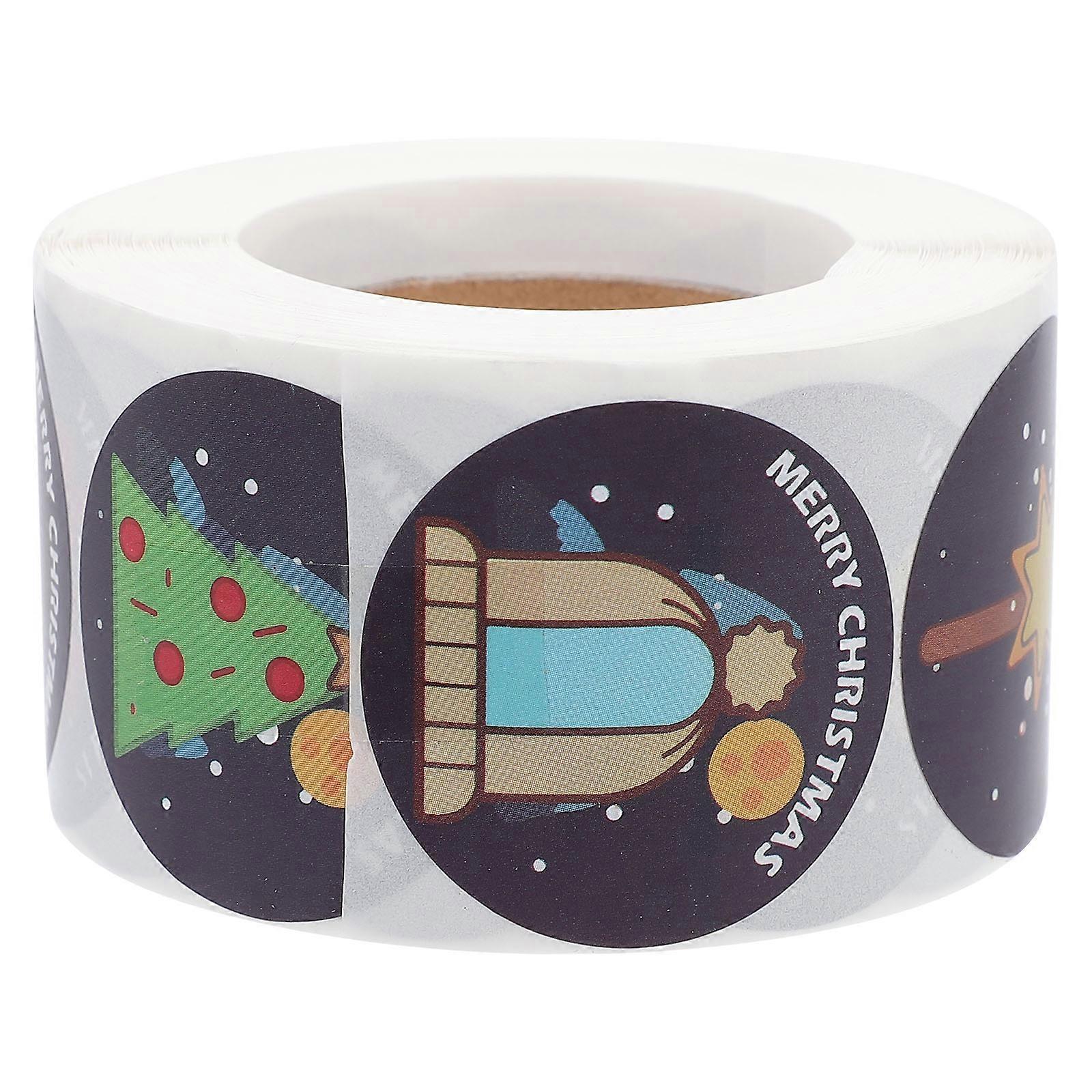 Decorative Sealing Stickers Scrapbooks Christmas Theme Assorted Color 3.8x3.8cm Festive Atmosphere 1 Roll