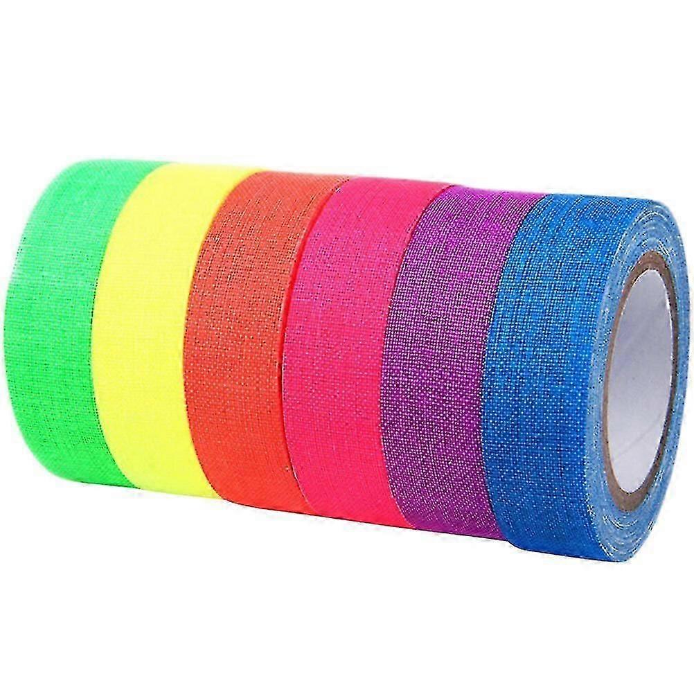 6 Rolls Fluorescent Tape Stage Decoration Tape Glow Decorative Tape For Uv Party