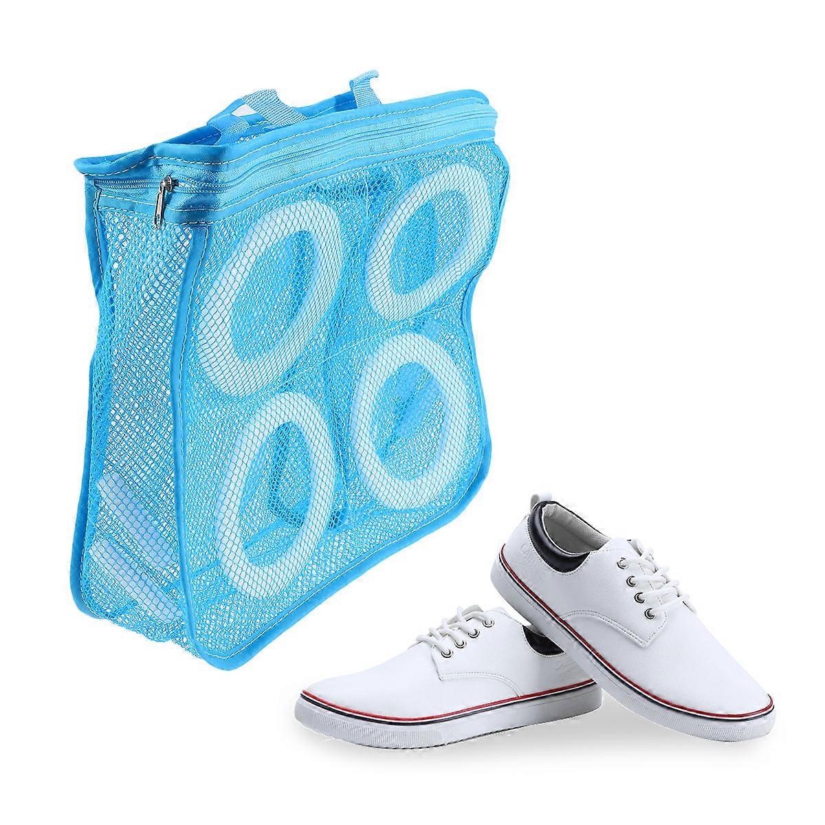 Laundry Mesh Shoe Bag Organize Clothes Reduce Rolling Blue 28*24.5Cm Square Shape For Travel 1Set